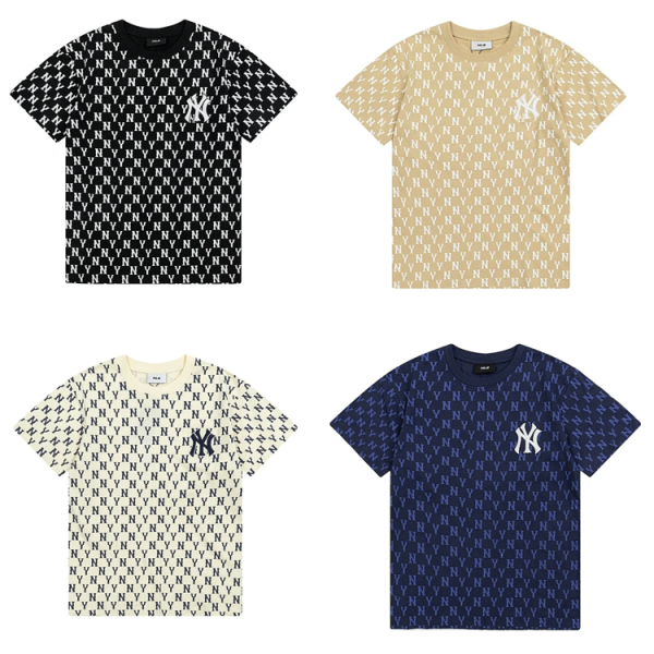 MLB Monogram Short-Sleeve Tee – Unisex Loose Fit with Embroidery-372