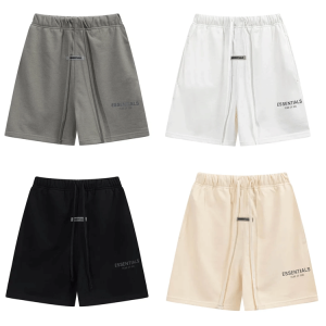 FEAR OF GOD Essentials Cotton Shorts – Reflective Drawstring 5" Loose-Fit High-Street Style-390