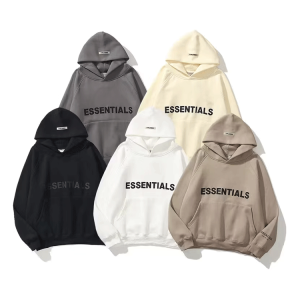 FOG Essentials Hoodie – 3D Silicone Back Logo, Fleece-Lined High-Street Style-398