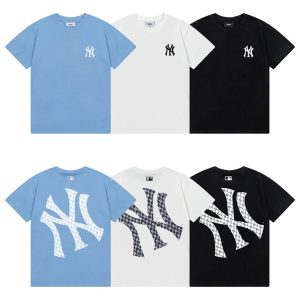 MLB  Cotton T-Shirt – Unisex Couple Style with Large Logo Print & Embroidery-375