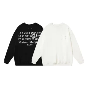 MM6 Margiela Sweatshirt – Back Number Print & Square Logo Patch, Unisex Crew Neck-389