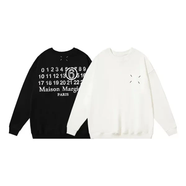 MM6 Margiela Sweatshirt – Back Number Print & Square Logo Patch, Unisex Crew Neck-389