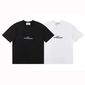 Margiela Inverted Logo Embroidered Tee – Unisex Loose-Fit Streetwear-385