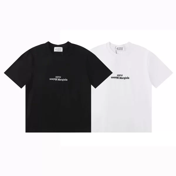 Margiela Inverted Logo Embroidered Tee – Unisex Loose-Fit Streetwear-385