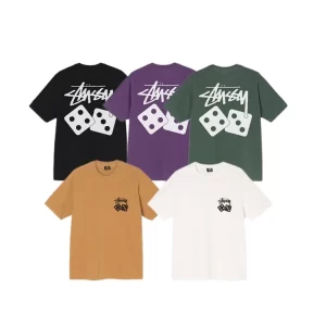 STUSSY 2023 Summer Dice Print Tee – Cotton Crew Neck Streetwear-384