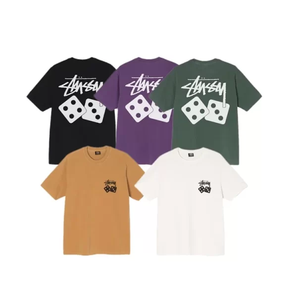 STUSSY 2023 Summer Dice Print Tee – Cotton Crew Neck Streetwear-384