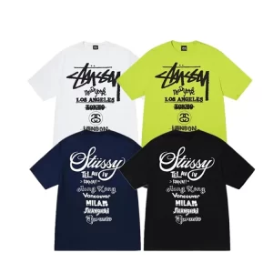 STUSSY 2024 Summer City Tour Print Tee – Unisex Loose-Fit Cotton T-Shirt-377