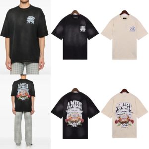 Amiri Fashion Logo-print stretch-knit T-shirts-926