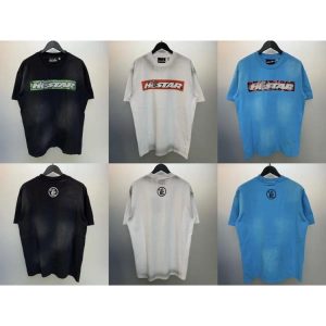 Hell Star Washed couple trendy letters T-shirts-930
