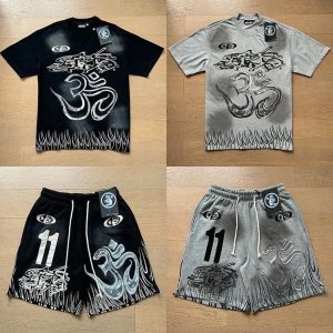Hell Star Retro Old Fashion short-sleeved shorts suit-932