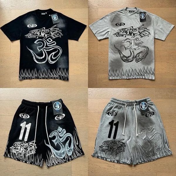 Hell Star Retro Old Fashion short-sleeved shorts suit-932