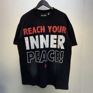Hell Star slogan printed washed spray effect T-shirt-933