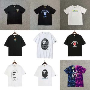 APE letter couple half-sleeved ape round neck print short-sleeved T-shirt-1095