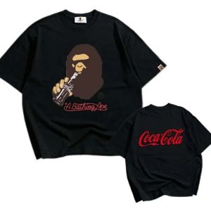 APE letter couple half-sleeved ape round neck print short-sleeved T-shirt-1096