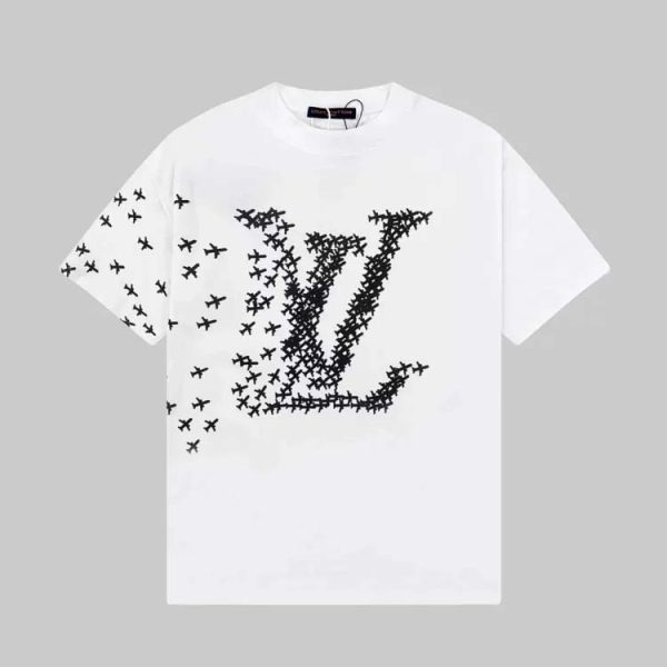 Louis Vuitton LV letter airplane print casual short-sleeved top T-shirt-1105