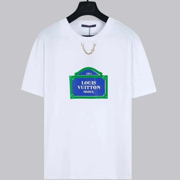 Louis Vuitton LV Loose Round Neck Printed Men's Top T-Shirt-1109