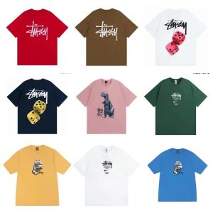 Summer fashion brand Stu creative reverse logo letter pure cotton T-shirt-1134