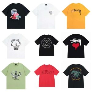 Summer fashion brand Stu creative reverse logo letter pure cotton T-shirt-1136