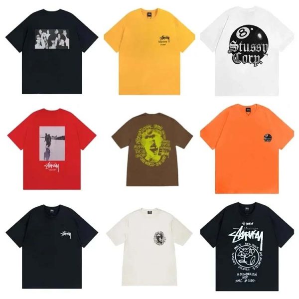 STU short-sleeved logo round neck half-sleeve loose couple T-shirt-1142
