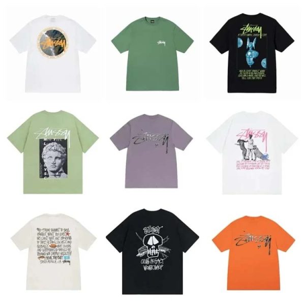 Stu short-sleeved logo round neck short-sleeved loose unisex T-shirt-1143