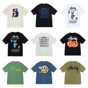 Stu short-sleeved logo outerwear popular couple T-shirt-1144