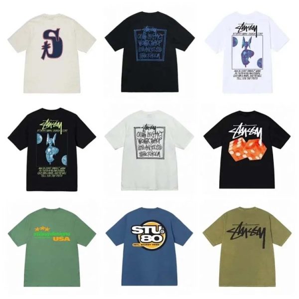 Stu short-sleeved logo outerwear popular couple T-shirt-1144