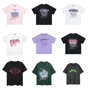 SP5DER Spider Web Foam Print Loose Casual Top T-Shirt-1149