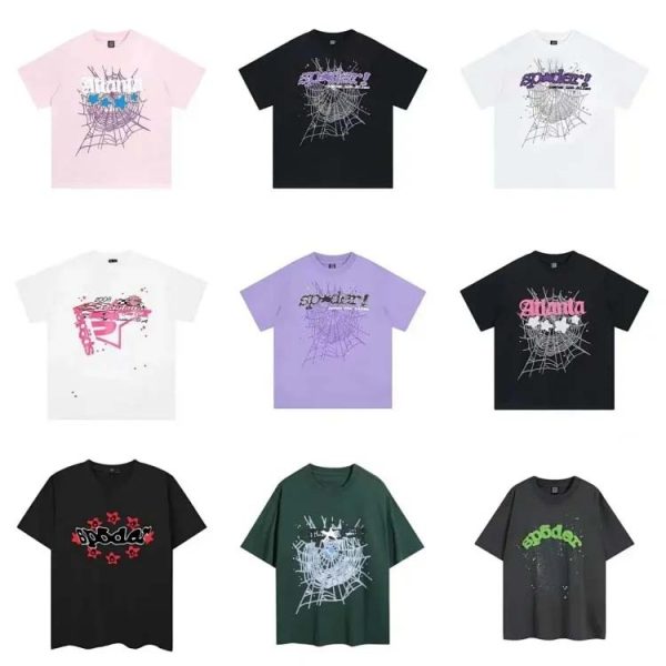 SP5DER Spider Web Foam Print Loose Casual Top T-Shirt-1149