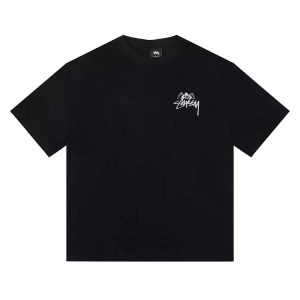 STU  Black No. 8 Loose Summer Casual T-shirt-1160