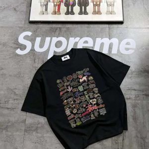 Supreme Summer short-sleeved pure cotton Stu full print T-shirt-1164