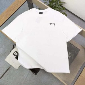 STU pink crystal letter print round neck short sleeve T-shirt-1162