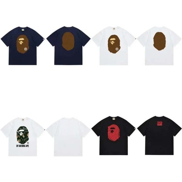 BAPE head loose round neck couple summer cotton T-shirt-1172