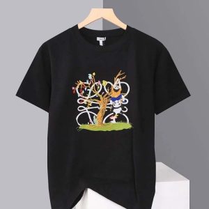 LOEWE Fashionable casual panda embroidery round neck short-sleeved T-shirt-1175