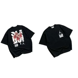 Jordan Rukawa Kaede Sakuragi Hanamichi co-branded peripheral men and women summer cotton T-shirt-1177