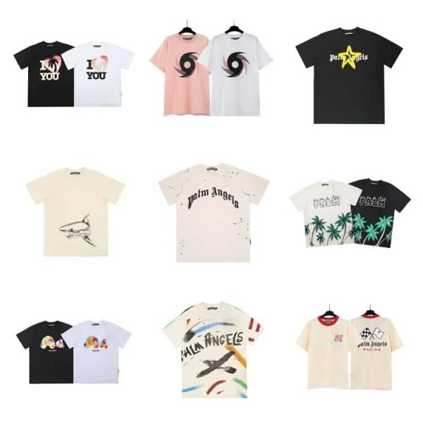 Palm Angels Men's short sleeve cotton printed T-shirt-1208