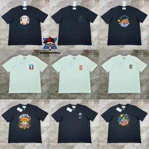 Casablanca   Printed loose men's and women's short-sleeved T-shirt-1297