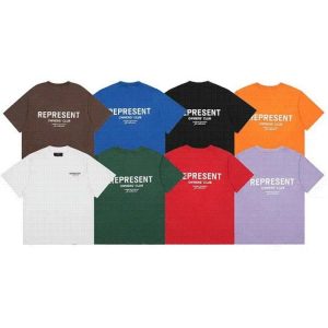 REPRESENT Retro high street small neckline letter print T-shirt-1316